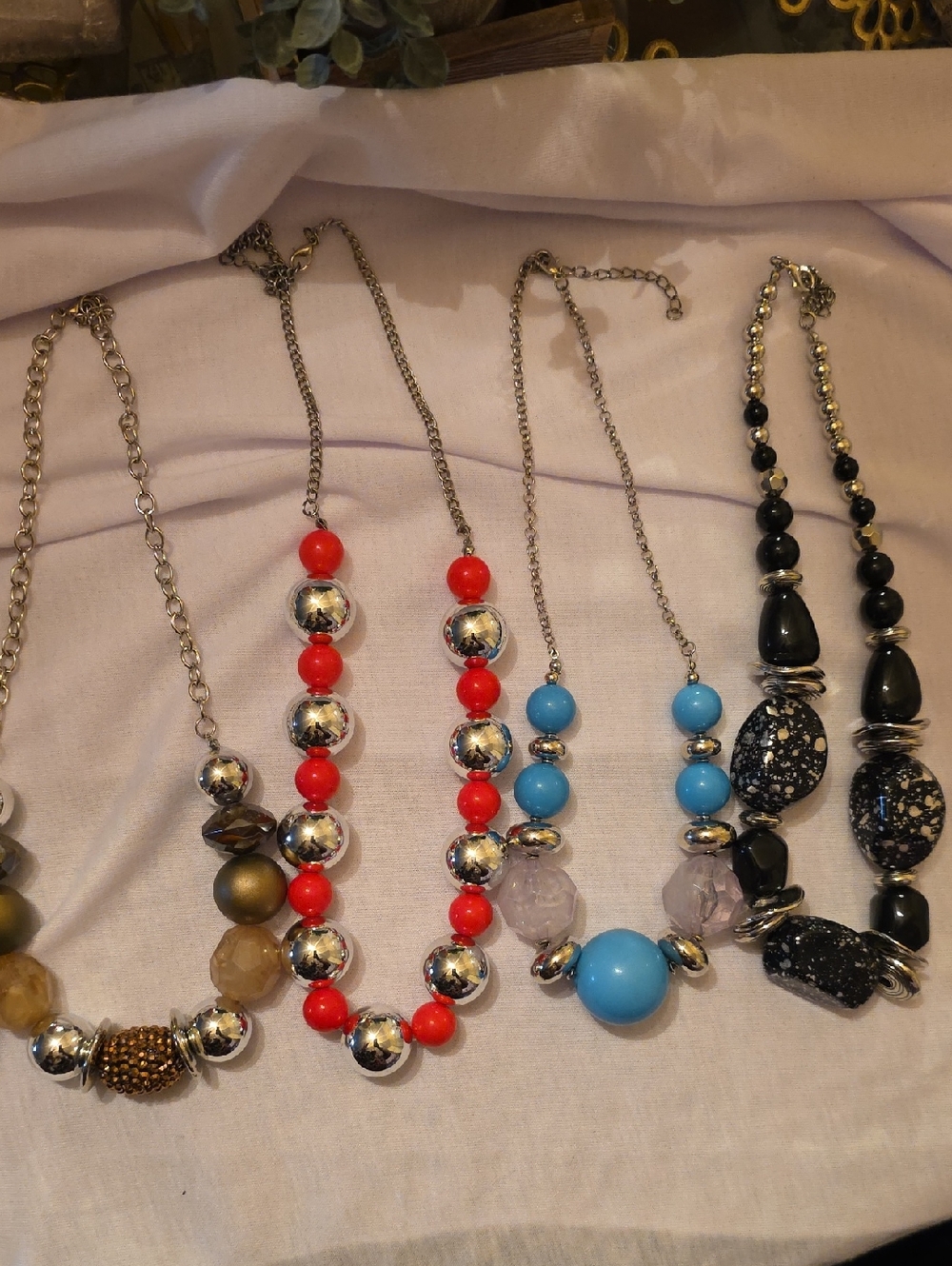 Statement Beaded Necklace - Red & Blue Options